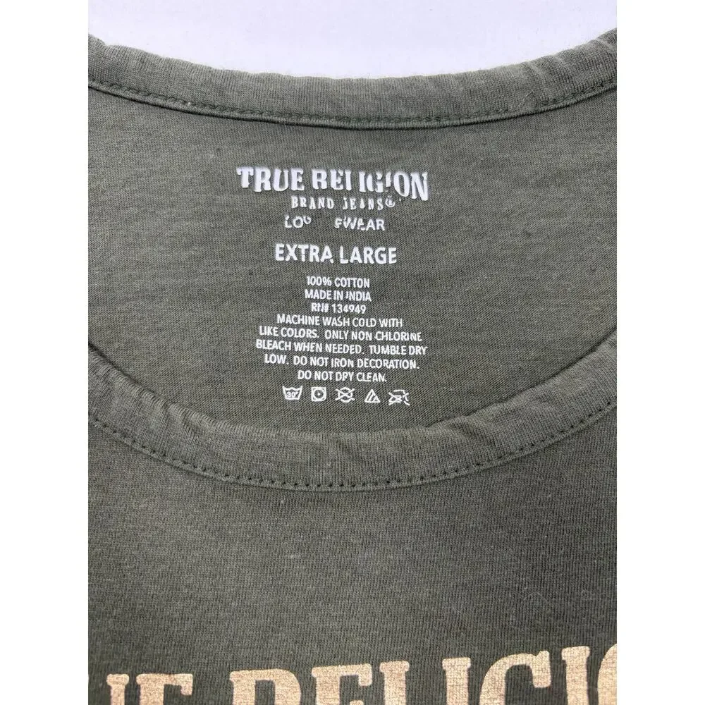 True Religion Brand Jeans Men’s XL Olive Sleeveless Tank Top‎ Horseshoe Logo Tee